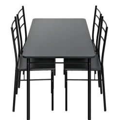 Spisesæt med 5 dele, antracit, 110x68 cm, industriel stil