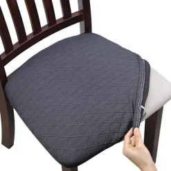 Spisestolbetræk Sæt af 4 Universal Aftagelig Elastisk Stretch Slipcovers til Dekoration Hjem Hotel Ceremoni Bryllup (Mørkegrå, 4)