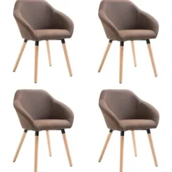 Spisestole - Eksklusivt Hus - Brun - 100% polyester stof - Massivt træ & metal ben (sæt af 4) kastanj