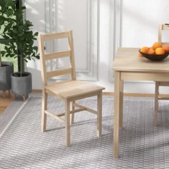 Spisestuesæt 5 Stk. Spisebord 4 Stole Spisestue Gruppe Pladsbesparende Rektangulært Massivt Træ Natur
