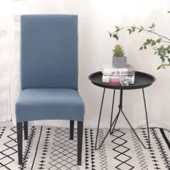 Spisestuestolbetræk, sæt med 4 eller 6, strækbart, aftageligt, vaskbart, stolbetræk, dekorative betræk, hotelstolbetræk lyseblå light Blue 6pcs