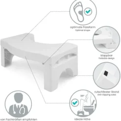 Squat Toilet Skammel, Kraftig Badeværelsesskammel, Kompakt Opbevaring Afføringsskamme Til Kolon Sundhed, Anbefalet Af Læger, Familievenligt Design, Skridsikker Base | Fyndiq