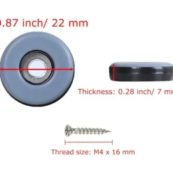 Sæt med 20 22 mm teflon møbelpuder til stoleben, gulvbeskyttelse, Mobile PTFE møbelpuder med tæppeskruer, fliser og hårdttræsgulve