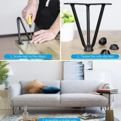 Sæt med 4 bordben 10 cm DIY møbelben til spisebord Lav D