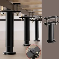 Sæt med 4 højdejusterbare sengesstøtteben med forbindelsesflapper til sengeramme/midterste lameller/møbler Kraftige metalstøtteben (120 mm-180 mm)