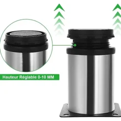 Sæt med 8 Justerbare Møbelben 80mm Høje Skabsben