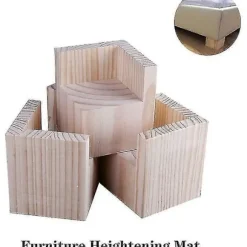 Sæt med 4 Møbelhævere, Træ Møbelhævere, Sengehævere, Bordhævere, Møbelben Løftefødder til Seng Bord (Størrelse: 5x5x5cm)_tfrf