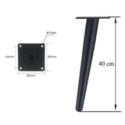 Sæt med 4 møbler skrånende bordben - Skrånende tilspidset 40cm, sort, metal skabsben, tilspidsede møbelben, lydløs udskiftning sofa, bord an