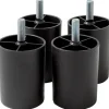 Sæt med 4 Plastikfødder til Sofaer og Møbler - Højde 80 mm - Sorte Platinum Fødder - Sort Farve - Højde 8 cm