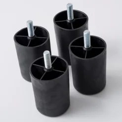 Sæt med 4 Plastikfødder til Sofaer og Møbler - Højde 80 mm - Sorte Platinum Fødder - Sort Farve - Højde 8 cm