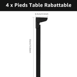 Sæt med 4 sammenklappelige bordben 35 CM, 90 graders sammenklappelige bordben, sorte sammenklappelige sofabordsben til