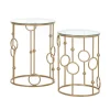 Sæt med 2 sofaborde, sideborde med glasplader, stueborde med bøjle og kugle design Ø41 x 57 cm, guld