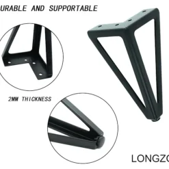 Sæt med 4 sorte metalbordben - Udskiftelige møbelben