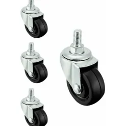 Sæt med 4 stk. 40 mm gummihjul med M8 gevindstang.