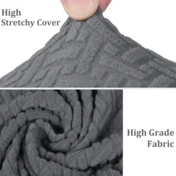 Sæt med 4, Strækbare skandinaviske spisebordsstolebetræk, Jacquard Diagonal Universal Elastisk Stolebetræk til Boligindretning, Grå
