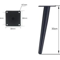 Sæt med 4 Tiltbare Bordben - Tiltbare Koniske 30 cm, Sort, Metal Skab Ben, Koniske Møbelben, Stille Udskiftning Sofa, Bord og