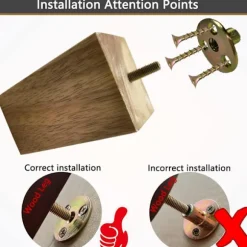 Sæt med 4 træsofaben, 8 cm firkantede sofaben, Mid-Century Mode