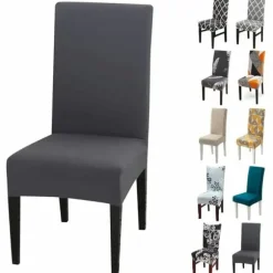 Sæt med 6 Universelle Stretch Stolsbetræk - Moderne - Grå