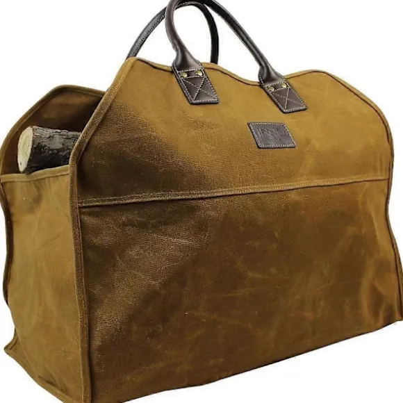 STAGE Kraftig Vokset Canvas Brændebærepose, Stor Brændetaske, Holdbar Brændeholder - Rust