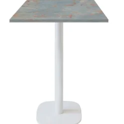 Ståbord 60 x 60 cm - Rund model, hvid rustgrå fod brun