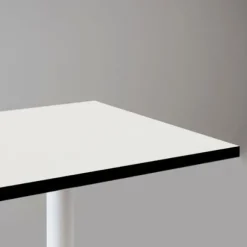 Ståbord 60 x 60 cm - Rund model, hvid bund, sorte kanter Vit