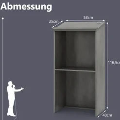 Stående skrivebordspodium med hylde og kabelhåndtering, grå