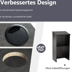 Stående skrivebordspodium med hylde og kabelhåndtering, grå