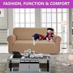 Stilrent Stretch Betræk til Sofa, 1-Delet, Høj Stretch, Tykt og Blødt Sofabetræk, Maskinvaskbart, Skridsikkert Blu-FA- Blue 1 seater/chair