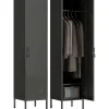 Stålskab med lås, ventilation, sort, 179H cm