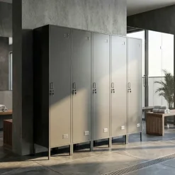 Stålskab med lås, ventilation, sort, 179H cm