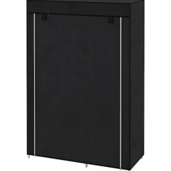 Stof Garderobe 6 Rum Fleece Look Foldegarderobe Sort 103X43X162,5Cm