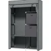 Stof Garderobe, Foldeskab Med Skuffer Og Bøjlestang, Lynlås, Garderobe, Non-Woven Stof, Mørkegrå