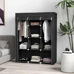 Stofgarderobe Med Bøjlestang, 8 Niveauer, Lysegrå, 125X43X162,5Cm, Pladsbesparende Foldeskab Til Entre