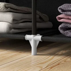 Stofgarderobe Med Bøjlestang, 8 Niveauer, Lysegrå, 125X43X162,5Cm, Pladsbesparende Foldeskab Til Entre