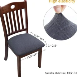 Stolbetræk Sæt med 4 Universal Aftagelig Elastisk Stretch Betræk til Dekoration Hjem Hotel Ceremoni Bryllup (Mørkegrå, 4)_Særlige Gaver