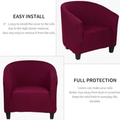 Stolbetræk Stretch Barrel Stol Slipcovers Ensfarvet Tub