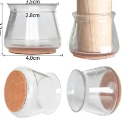 Stolebenbeskyttere til gulv 40mm Silikonestolebeskyttere til gulve, Stolebenbeskyttere med filtpude 8stk