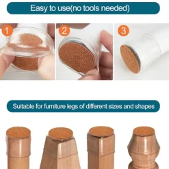 Stolebenbeskyttere til gulv 40mm Silikonestolebeskyttere til gulve, Stolebenbeskyttere med filtpude 8stk