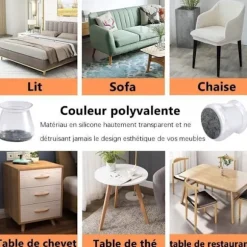 Stolebensbeskytter, Transparent Silikone Stolebensbeskytter med Filt Stolefod til Stoleben