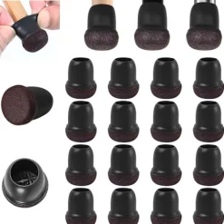 Stolebensbeskyttere 14-15 mm Silikone Stolepuder med Fortykket Filt 16 Stykker Sorte Små Stolepuder Gulvbeskyttere Reducerer Ridser