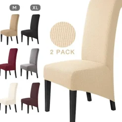 Stolebetræk 2 stk. Spise Jacquard Stretch Aftagelig Vaskbar U