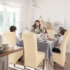 Stolebetræk 2 stk. Spise Jacquard Stretch Aftagelig Vaskbar U