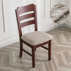 Stolebetræk 4 stk. Stolepudebetræk Vandtæt Aftageligt Stolesædebetræk Vaskbart Jacquard Elastisk Stolesædebetræk til Spisestue Sand