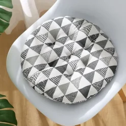 Stolehynde, Åndbar Tatami Rund Hynde til Spisestue/Kontor/Sofa (Grå Trekant, 40cm, Sæt med 2)
