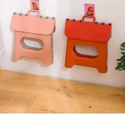 Stor Skammel Sammenklappelig Multifunktionel Kraftig Hjem Køkken Børn G Pink L