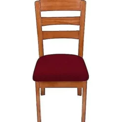 Stræk Jacquard Spisestuestol Betræk, Aftagelige Vaskbare Støvtætte Spisestuestol Sædehynde Betræk Med Bindebånd - Sæt Med 2, Beige Burgundy