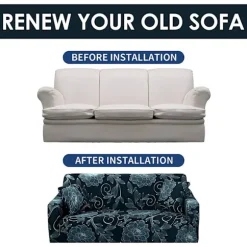 Stræk Sofa Betræk Trykt Sofa Betræk Armstol Overtræk til Sofaer Elastisk Universal Møbelbeskytter med Pudebetræk - Stil 19 Large
