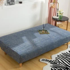 Strækbar armløs sofaovertræk, Universal armløs sofaovertræk Alle dækkede folde sofa beskytter, Nem at installere og rengøre, 3 sæder Clic Clac overtræk, Blå | Fyndiq
