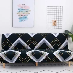 Strækbar armløs sofaovertræk, Universal armløs sofaovertræk Alle dækket sammenklappelig sofa beskytter, Nem at installere og rengøre, 3 sæder Clic Clac overtræk, Sort diamant | Fyndiq