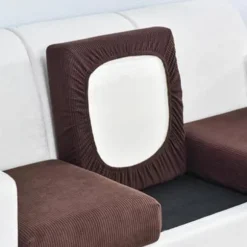 Strækbar Gitter Lænestol Sofahynde Betræk Egnet Til Sofa, Sofasæde Betræk Majs Fleece Sofahynde Betræk Dark Coffee
